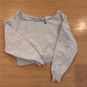 Garage Light Gray Cropped Sweatshirt